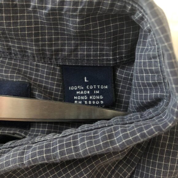 Roundtree and Yorke Poplin Men L Blue-Grey Long Sleeve Button Down Shirt - Picture 3 of 7